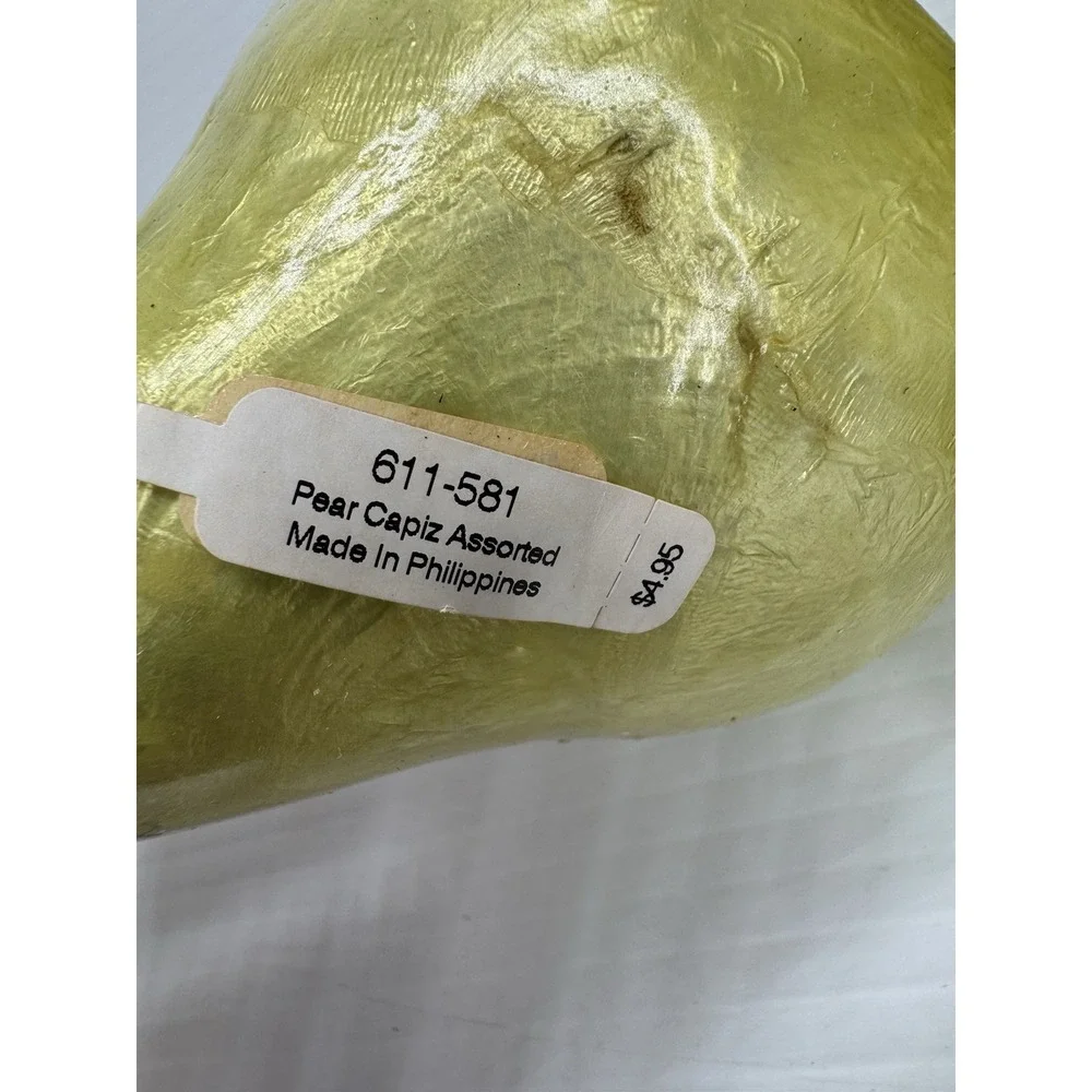 Crate & Barrel Capiz Pear Ornaments Green‎ Set of 5 Philippines Christmas Decor